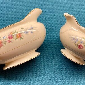 Homer Laughlin Cream and Gold Floral Serveware Set